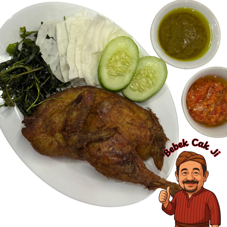 Bebek Super Jumbo dengan Lalapan dan Sambal - Bebek Cak Ji Bandung